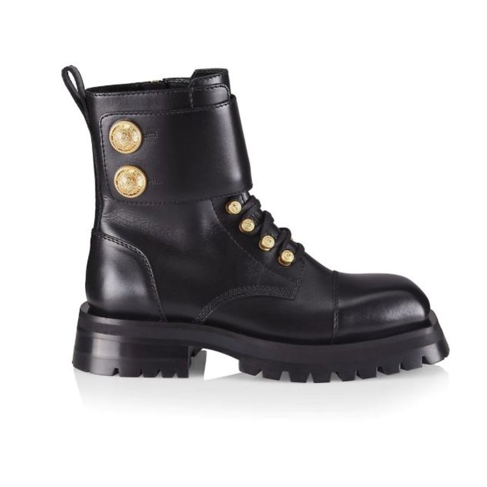 Balmain Ranger Army Leather Combat Boots Black Size 38.5 - Picture 2 of 11